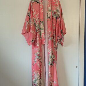 Vintage pink floral kimono